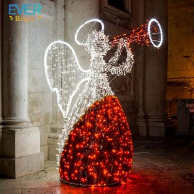 China Commercial Use Beautiful 3D Angel Pattern Carving Light Led Outdoor Christmas Lights for sale