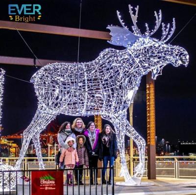 China Commercial Use Christmas Decoration Lit Outdoor 3D Reindeer Pattern LED Large Moose Pattern Lights for sale