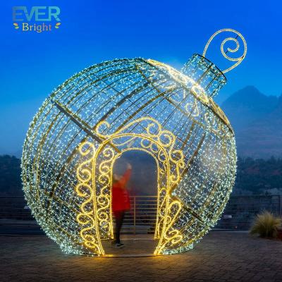 China Commercial Use Giant 3d Model Lights 10ft 12ft 15ft Led Christmas Lit Up Ball Arch Pattern for sale