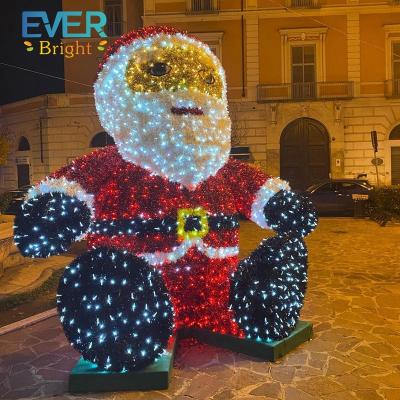 China Commercial Use Wholesale Led Sculpture Light Pattern Christmas 3d Santa Claus Decoration for sale