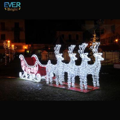 China commercial use metal 3d reindeer sleigh pattern light for outdoor decoration for sale