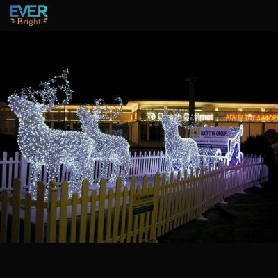 China Commercial Use Christmas Decorative 3d Reindeer Sleigh Led Set for sale