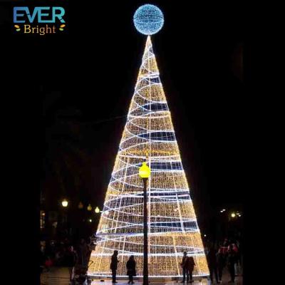 China Outdoor Commercial Use Giant Lit Metal Rope Light Spiral Christmas Tree For Plaza for sale