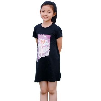 China Anti-pilling New Aarrival Summer Girl Cotton T-shirt Dress For Children T-shirt Dress Kids Short Sleeve Crew Neck for sale