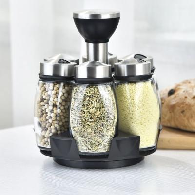 China Contemporary 6 Pcs Spice Rack Masala Jar Seasoning Cans Kitchen Spice Jar Rack Set for sale