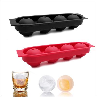 China 2022 New Wholesale Stocked Silicone 4 Ball Ice Ball Maker Mold Ice Cube Mold Whiskey Ice Hockey Making Ice Lattice for sale