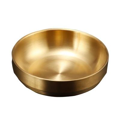 China Sustainable Korean Style Double Layer 304 Stainless Steel Dish Snack Pickles Soy Dip Sauce Kimchi Dish for sale