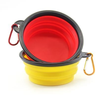 China Viable Portable Dog Bowl Water Food Band Best Selling Mascotas Folding Plastic Pet Bowl With Hook for sale