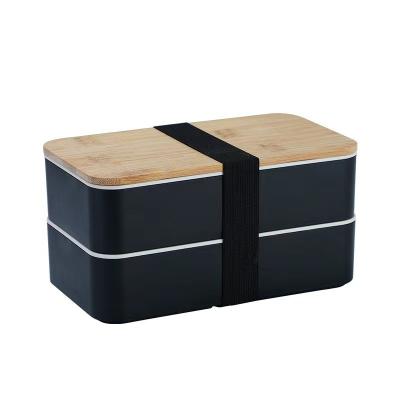 China Eco Viable 2 Layers of Tiffin Bento Box With Cutlery Bamboo Lunch Lid Compartments for sale