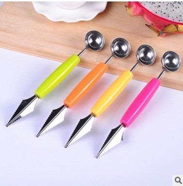 China Sustainable Stainless Steel Fruit Newly Digger Cut Watermelon Slicer Corer Fruit Ball Digger Ice Cream Round Spoon Cut Fruit Sliced ​​Cutter for sale