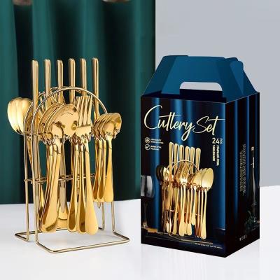 China 24 Piece Stainless Steel Flatware Western Border Sustainable Gift Box Packaging for sale