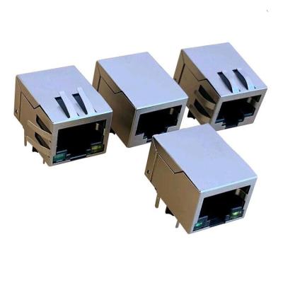 China Magnetic PCB Jack Female Connector RJ45 PCB Tab Down Single Port With for sale