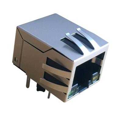 China PCB Single Port With LED 1000 Base-T A40-108-261-906 10Pin RJ45 Female Connector for sale