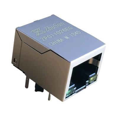 China ZF011001EG Single Port PCB Integrated Magnetics Ethernet RJ45 Female Connector for sale