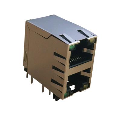 China RJ45 RJ21-002YNC2 With Shielded LED 8P8C Modular Jack 2x1 Port RJ45 Connector for sale