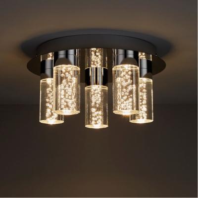 China Modern Clear Acrylic Shades Chrome Effects LED 5 Lamp Bathroom Flush Mount Ceiling Light For Living Rooms for sale