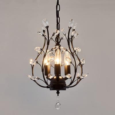 China Nordic Modern Vintage Crystal Pendant Light Black Branches Ceiling Chandelier Lamp for Bedroom Living Room Kitchen Indoor Lighting for sale