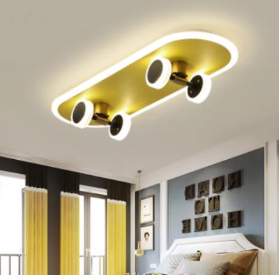 China Modern Nordic Creative LED Ceiling Light Designer Kids Room New Lighting Modern Boy Girl Living Bedroom Skateboard Decor Lamp for sale