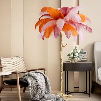 China Modern nordic style stand led magpie Zhongshan lamparas hotel ostrich feather floor lamp lamp floor lamps arc lamp for sale