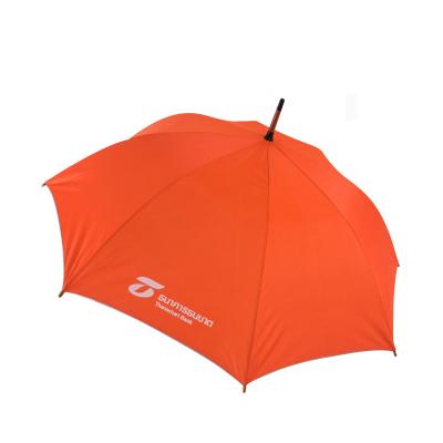 China Auto Open Full Body Umbrella Orange Custom Bank Logo Hook Handle with 100cm Diameter for sale