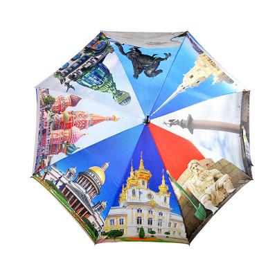 China Popular Customized Logo and Pattern Sublimation Umbrella with Rubber Coating Handle for sale