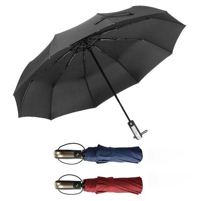 China 23inch 10K 190T Pongee Automatic Folding Umbrella with Auto Open Close and Steel Shaft for sale