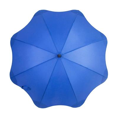 China creative 8 ribs round corner wind resistant safety tips straight umbrella with logo print for sale