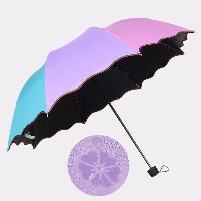 China Folding Umbrella with Flowers Bloom Effect Metal Shaft Magic Changing Colors All in 1 for sale