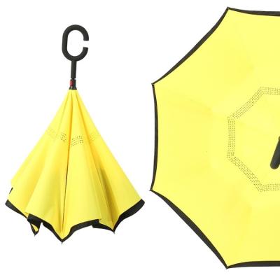 China Windproof Double Layer Reverse Umbrella Foldable Reversible Automatic C-Standing Umbrella for sale