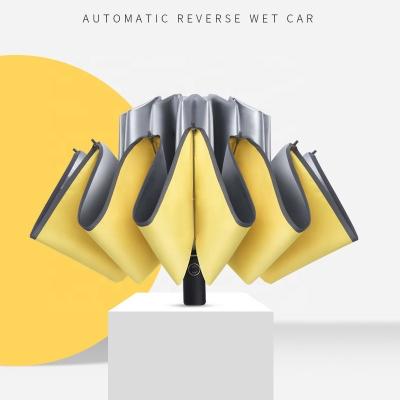 China Tech Titanium Silver Coating Custom Fold Inverted Reverse Umbrella for Stylish Design for sale