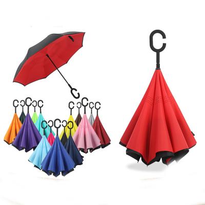 China Advertising Umbrella with C-Shaped Handle Anti-UV Waterproof Reverse Straight Umbrella for sale