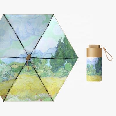 China 19inches*6k Portable Ladies Compact Travel Umbrella with Gold Coated Phone Size for sale