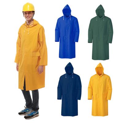 Chine OXFORD CLOTH personnalisé imperméable à l'eau épais polyester PVC haute résistance pour adultes manteau jaune à vendre