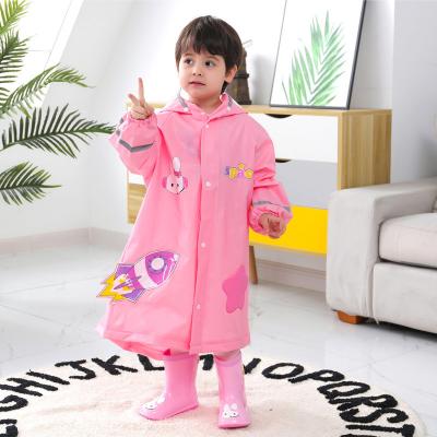 China Outdoor RAINWEAR Cartoon Printed Kids Rain Jacket with Reflective Stripe Girl's Raincoat for sale