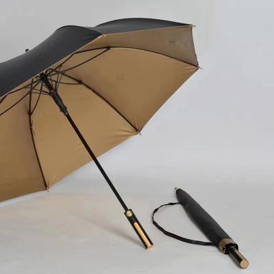 China Customized Color 190T Pongee UV Protect Golden Coating Windproof Lexus Golf Auto Umbrella for sale