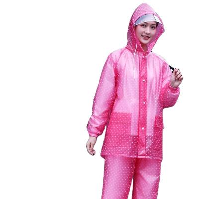 China Customized Color RAINWEAR Women's Split Raincoat and Men's Waterproof Rain Pants Suit for sale