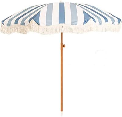 China 210T Nylon Fabric Outdoor Beach Garden Yellow Stripe Umbrella for Commercial Purposes for sale