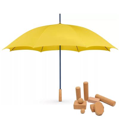 China Eco-friendly RPET Cork Handle Wooden Straight Golf Umbrella for Customized Branding for sale