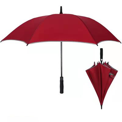 China Industry Manual Control Reflective Advertising Golf Umbrella with Fiberglass Ribs for sale