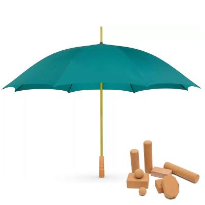 China Customized Design Unbreakable Fiberglass Straight Golf Umbrella with Cork Handle Ideal for sale