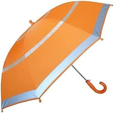 China Kids' Blue Windproof and Rainproof Reflective Umbrella Straight Design Fiberglass Ribs for sale