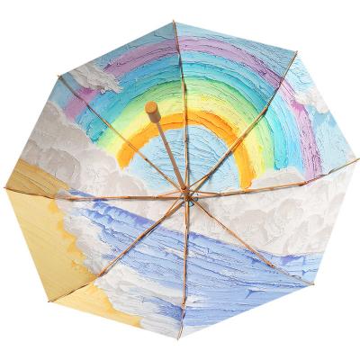 China Foldable Advertising Umbrella Magic DIY Oil Painting Art for Female Sun Protection for sale