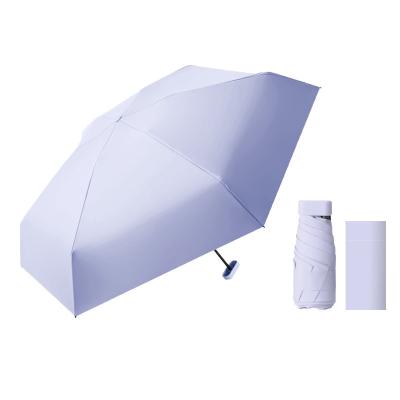 China Wholesale Mini Umbrella UV Block 6 fold umbrella card bag easy to carry dual used Tiny umbrella for sale