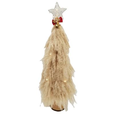 China Original Design 100% Christmas Tree Decor LED Light 100% Factory Handmade Real Natural Beige Beige Home Decor Tree Pampas Grass Tree Decor for sale