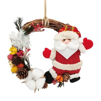 China New Arrival Wooden Front Door Wreath Small Santa Snowman Deer Christmas Wreath From Christamas Home Decoration Christmas Decoration Supplier for sale