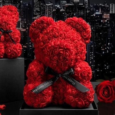 China Valentine Gifts Artificial Custom Flower Teddy Flower Rose Bear For Party Promotion Gift for sale