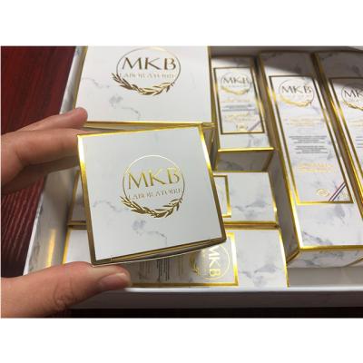 China OEM Luxury Gift Trim Recyclable Fashion Small Packaging Cardboard Box Match Gold Marbling Cases For Packing Essential Oil Dropper Bottles for sale