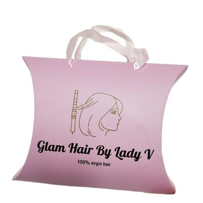 China Disposable Custom Logo Stylish Pink Hair Boudles Extensions Wigs Stand Packaging Box for sale