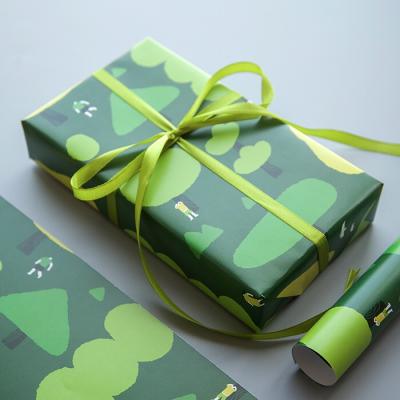 China Cute Green Printing Wrapping Paper Gift Package Moisture Proof Wrapping Paper Roll Personalized Wrapping Paper For Special Gift Wrapping Custom for sale