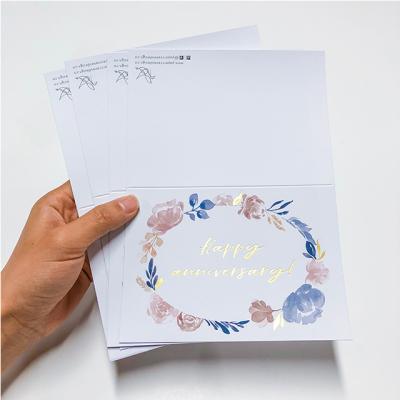 China Recycled Materials Watercolor Leave A Message Birthday Card Custom Size Single Sided Printing Folding Paper Thank You Birthday Party Cards for sale